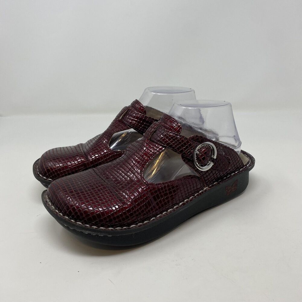 Alegria Shoes Womens Size 8 Red Leather Mary Jane Clogs Croc ALG-232 Comfort